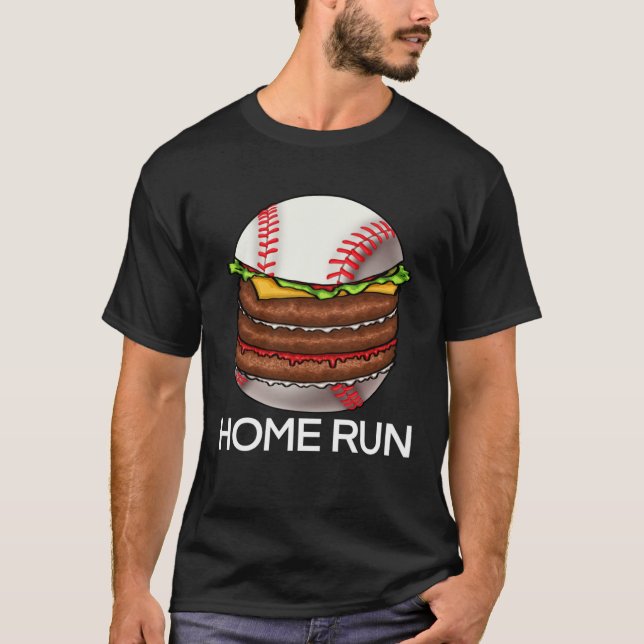 Camiseta Baseball Burger Home Run  Women Love Game Fries Fo (Frente)