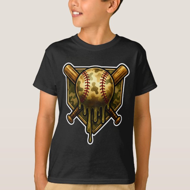 Camiseta Baseball Camo Drip Ice Cream Youth Boys Srts  (Frente)