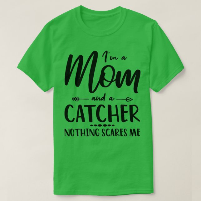 Camiseta Baseball Catcher Mãe Dizendo Para Mães (Frente do Design)