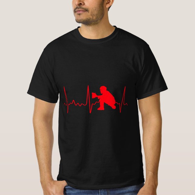 Camiseta Baseball Catcher  - Red Baseball Catcher Heartbeat (Frente)