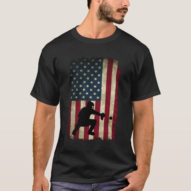 Camiseta Baseball Catchers Gear American Flag Baseballin (Frente)