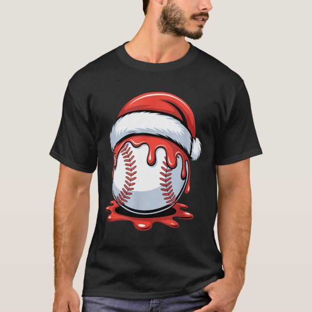 Camiseta Baseball Christmas Santa Hat Dripng Festive Holida (Frente)