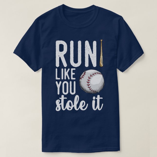 Camiseta Baseball Corre Como Se Você O Roubasse (Frente do Design)