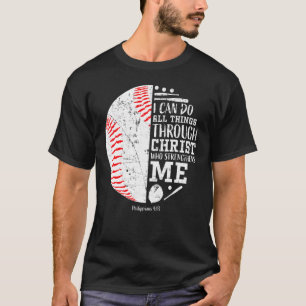 Camiseta Baseball Cristão Eu Posso Fazer Todas As Coisas Re
