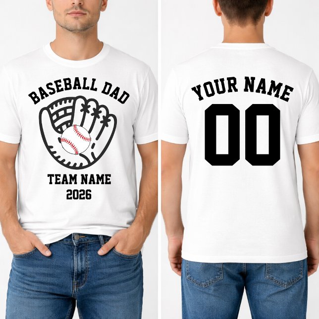 Camiseta Baseball Dad Team Custom Name Number  (Baseball Dad Team Custom Name Number T-Shirt)