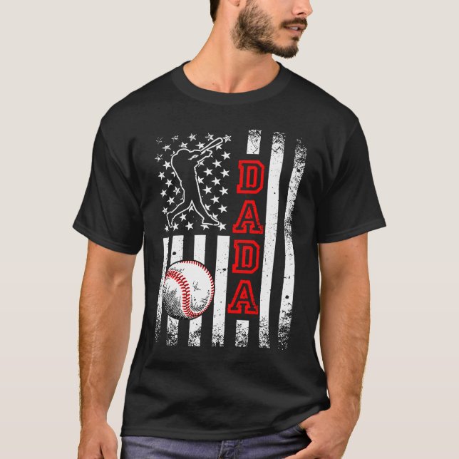 Camiseta Baseball Dada American Flag  Vintage Baseball (Frente)