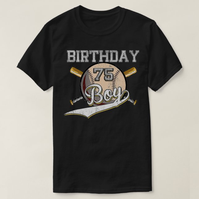 Camiseta Baseball de 75 anos e Festa de aniversário 75 anos (Frente do Design)
