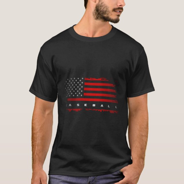 Camiseta Baseball de Bandeira Americana (Frente)