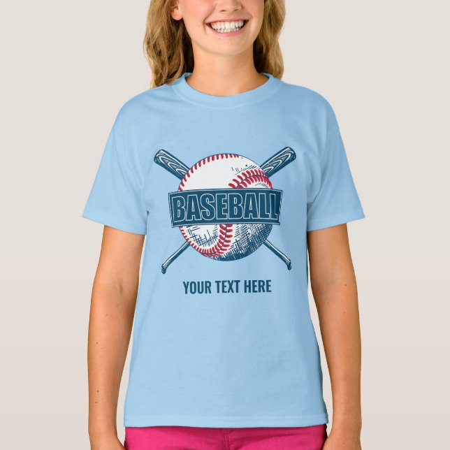 Camiseta Baseball de texto personalizado (Frente)