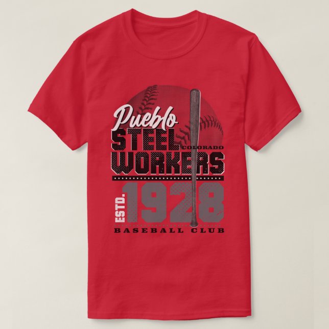 Camiseta Baseball de Trabalhadores da Aço Pueblo (Frente do Design)