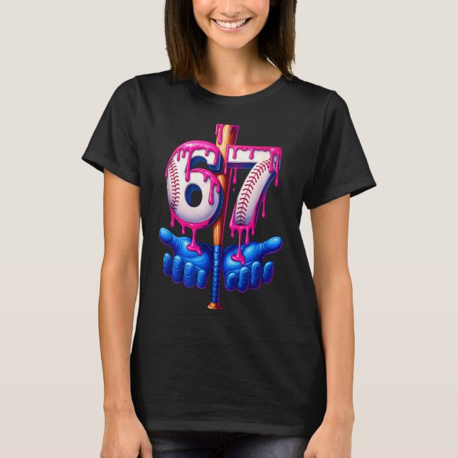 Camiseta Baseball Drip 6 7 Number 67 Six Seven Meme Mens Bo (Frente)