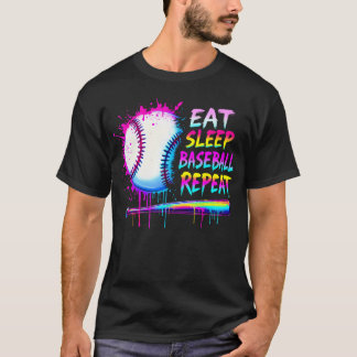 Camiseta Baseball Drip Boys Eat Sleep Baseball Repeat Ice