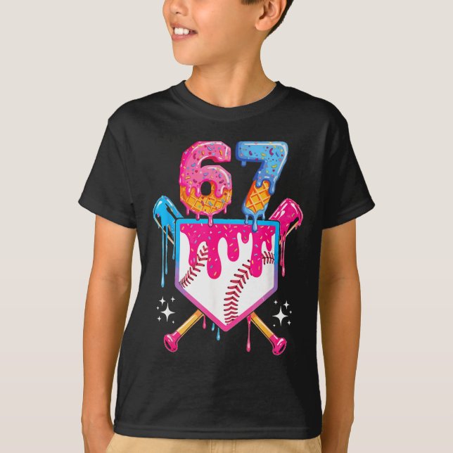 Camiseta Baseball Drip Number 67 Player Or 67th Birthday  (Frente)