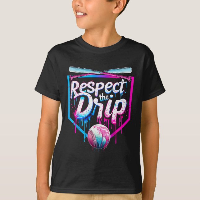 Camiseta Baseball Drip Para Rapazes Sorvete Drip Respeito (Frente)