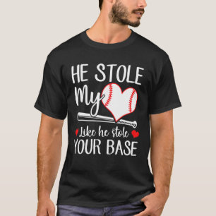 Camiseta Baseball Ele Roubou Meu Coração Como Se Ele Roubas