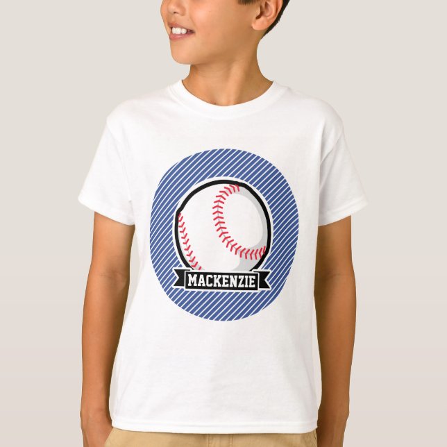 Camiseta Baseball em Stripes Azul e Branca (Frente)