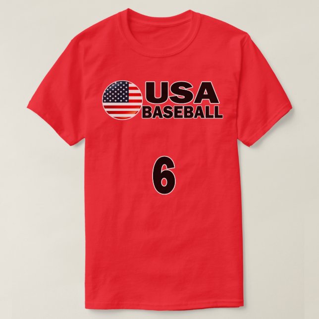 Camiseta Baseball EUA Número 6 Tshirt Design (Frente do Design)