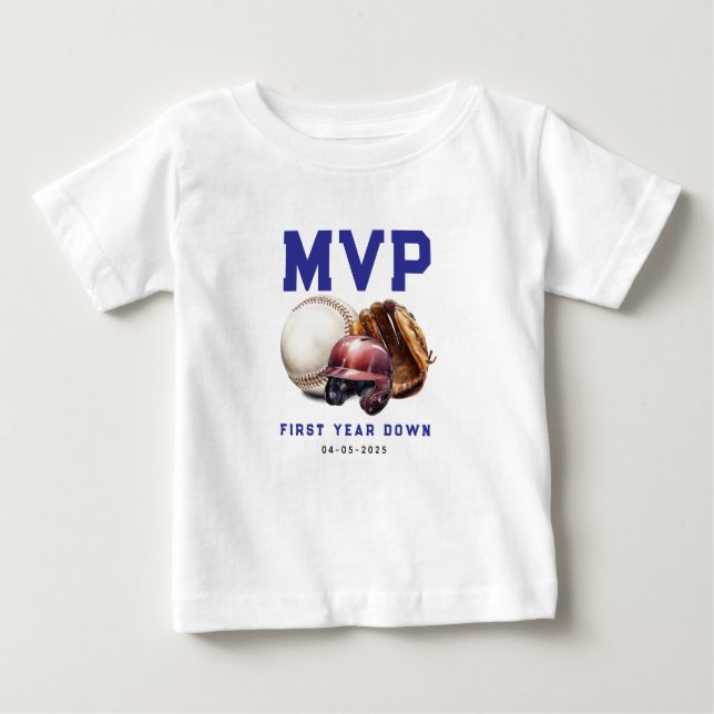 Camiseta Baseball First Year Down 1st Birthday (Frente)