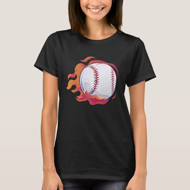 Camiseta Baseball Flame Cute Baseball Player Coach Athlete (Frente)