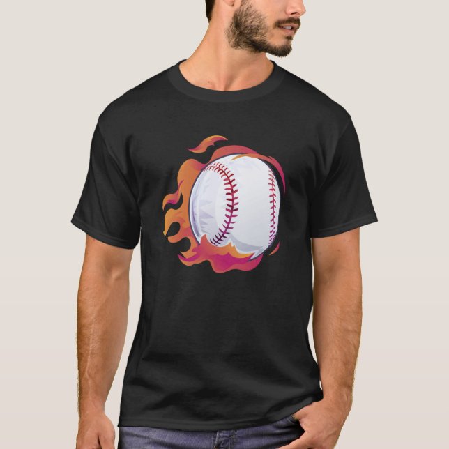 Camiseta Baseball Flame Cute Baseball Player Coach Athlete (Frente)