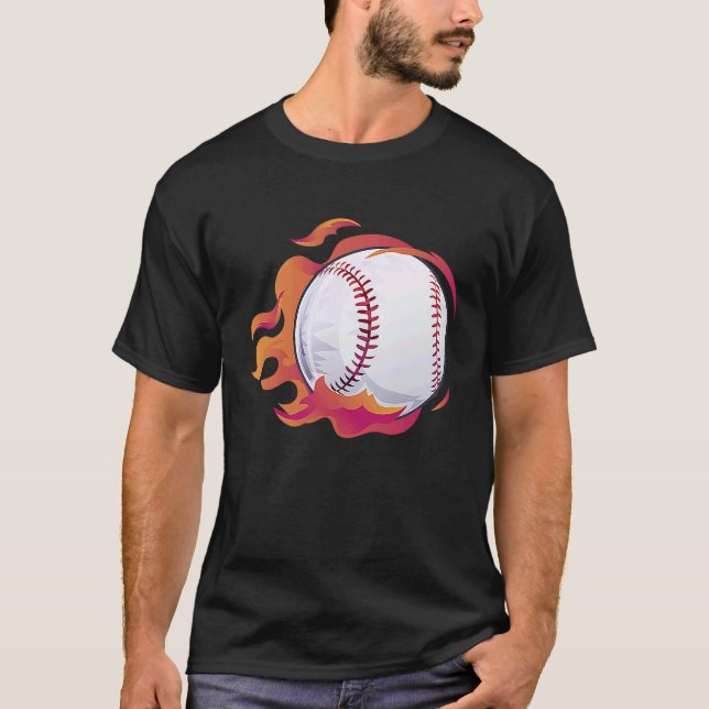 Camiseta Baseball Flame Cute Baseball Player Coach Athlete (Frente)
