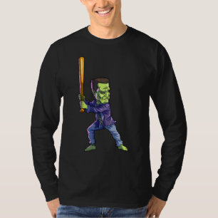 Camiseta Baseball Frankenstein Halloween Homens Meninos Bas