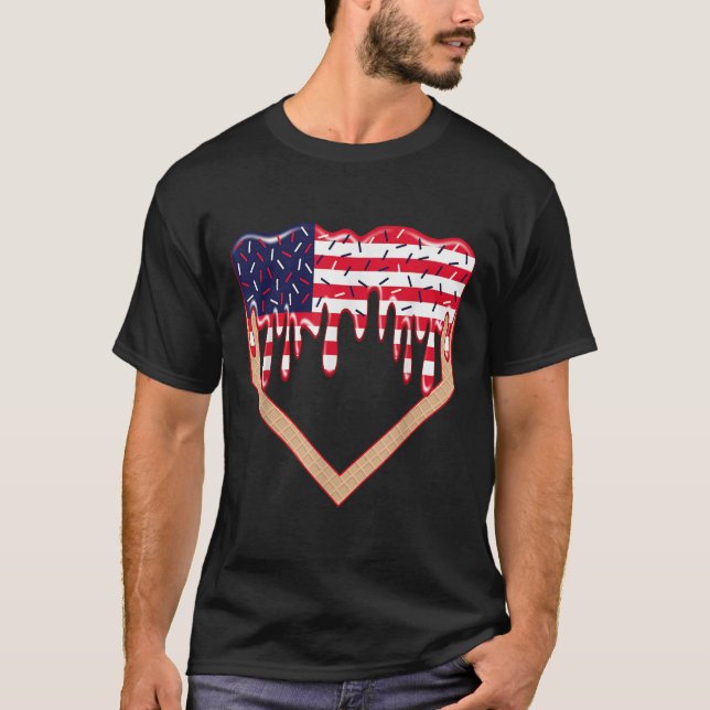 Camiseta Baseball Home Plate Drip Boys Ice Cream Us Flag 4t (Frente)
