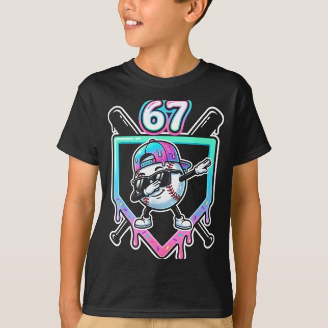 Camiseta Baseball Ice Cream Drip 67 Player Dabbing Six Seve (Frente)