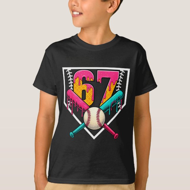 Camiseta Baseball Ice Cream Drip Number 67 Player 67th Birt (Frente)