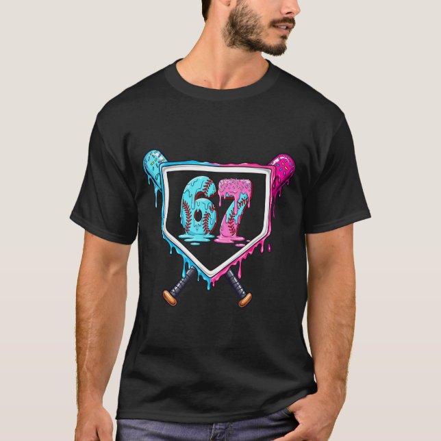 Camiseta Baseball Ice Cream Drip Number 67 Player 67th Birt (Frente)