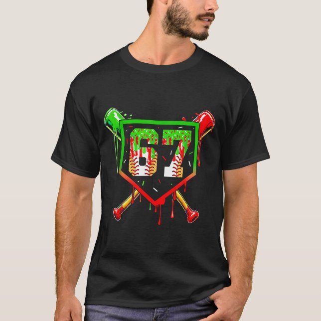Camiseta Baseball Ice Cream Drip Number 67 Player 6 7 Chris (Frente)