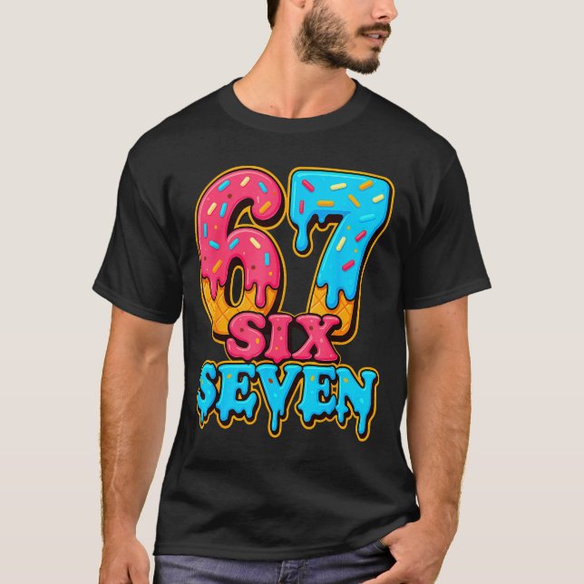 Camiseta Baseball Ice Cream Drip Number 67 Six Seven Meme C (Frente)