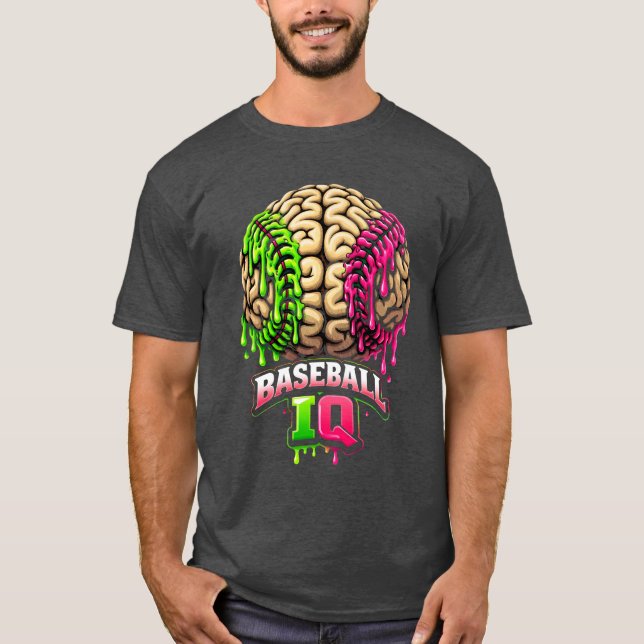 Camiseta Baseball IQ Brain Drip Art (Frente)