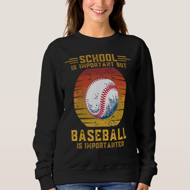 Camiseta Baseball Is Importanter Than School Sunset Retro S (Frente)
