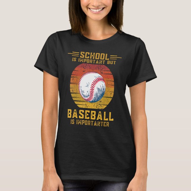 Camiseta Baseball Is Importanter Than School Sunset Retro S (Frente)
