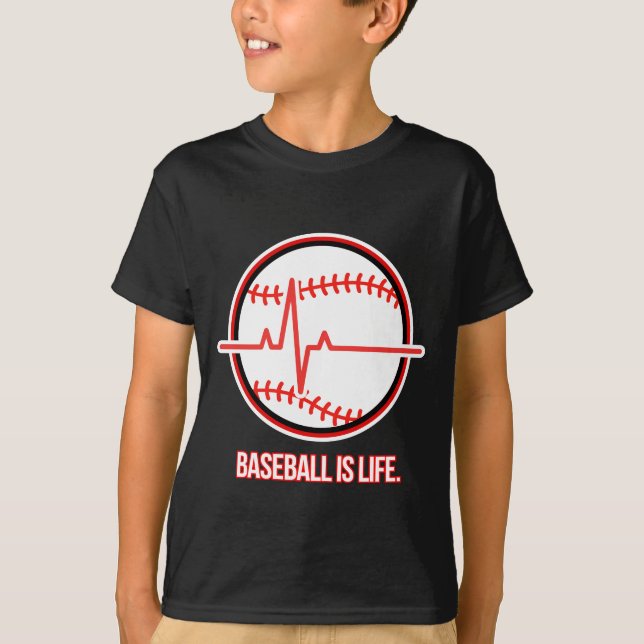 Camiseta Baseball is Life Heartbeat Pulse Graphic (Frente)