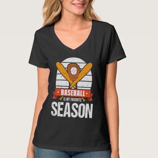 Camiseta Baseball Is My Favorite Season Game Bat For Men Ki (Frente)