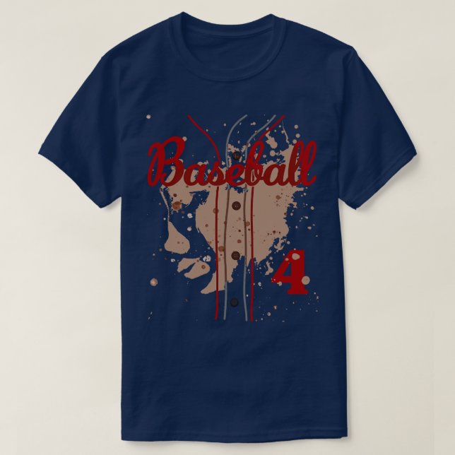 Camiseta Baseball Jersey Número 4 Baseball Uniform Dirk Fu (Frente do Design)