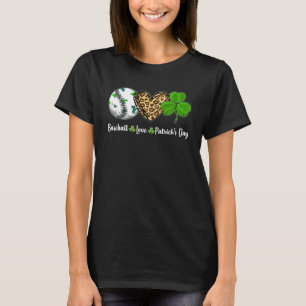 Camiseta Baseball Love Leopard Heart Shamrock St Patricks D