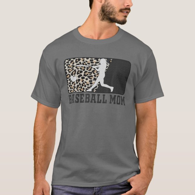 Camiseta Baseball Mãe Engraçado Mãe Vida Leopardo (Frente)