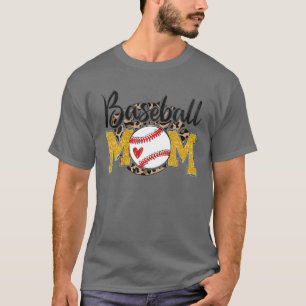 Camiseta Baseball Mãe Leopardo Engraçado Baseball Mãe D Mãe
