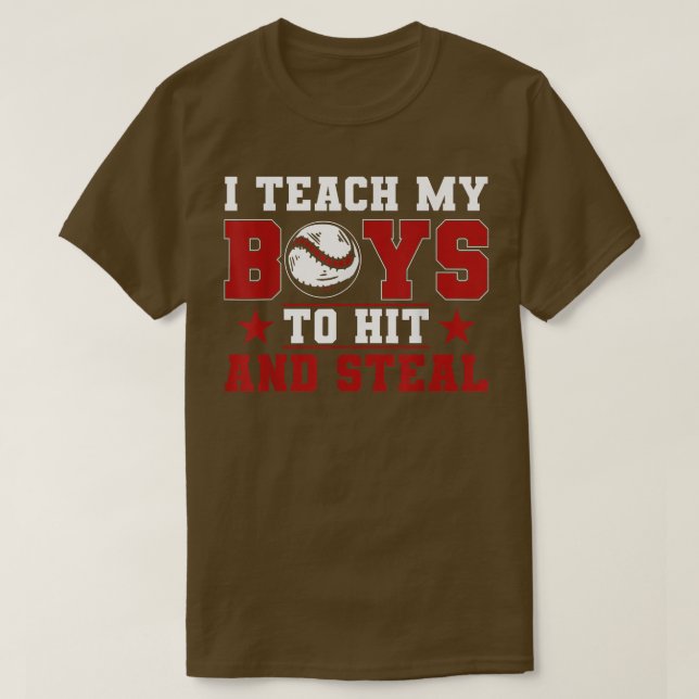 Camiseta Baseball Mãe Pai Ensino Os Meus Rapazes A Atingir  (Frente do Design)
