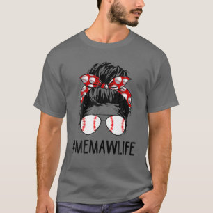 Camiseta Baseball Memaw Life Mensal Bun Softball Mothe