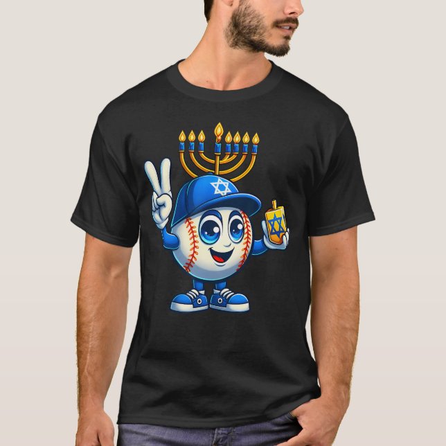 Camiseta Baseball Menorah Dreidel Jewish Hanukkah Womens Me (Frente)