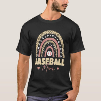 Camiseta Baseball Mom Leopard Rainbow Softball Mom Mother's