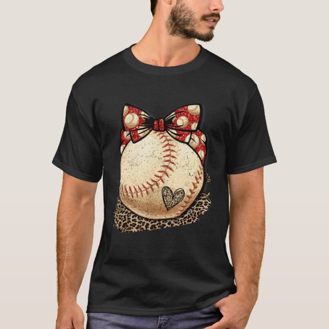 Camiseta Baseball Mom Leopard  Softball Mama Mother s Day C (Frente)