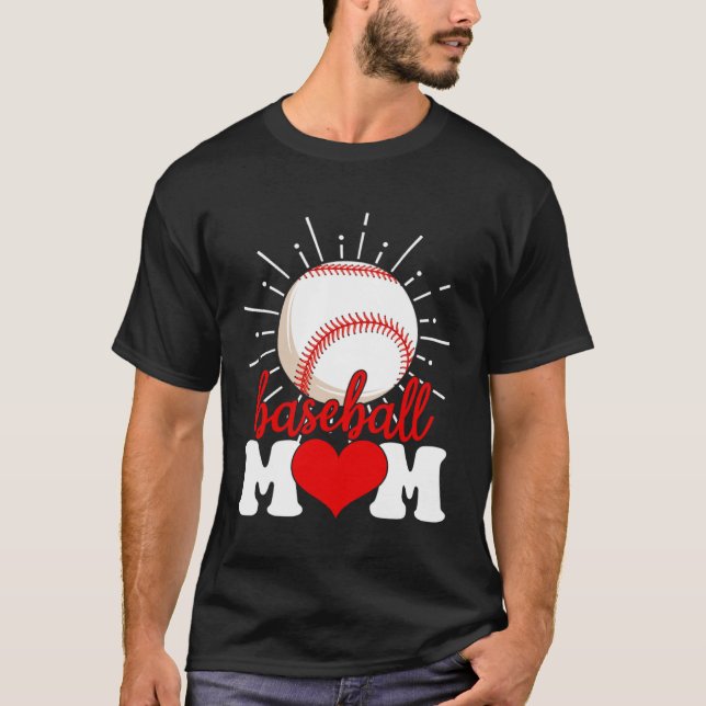 Camiseta Baseball Mom Mama Mother s Day Sport (Frente)