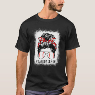 Camiseta Baseball Mom Messy Bun Proud Mama Baseball Scarf S