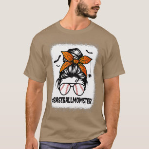 Camiseta Baseball Momster Para Mulheres Halloween Mãe Mensa