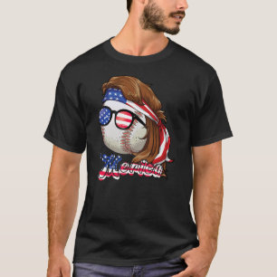 Camiseta Baseball Mullet 4 De Julho, Bandeira Americana Mer